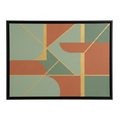 Zenva Modern Geometric Abstract Canvas Art Wall Decor with Matte Black Frame Sage Green Terracotta Gold