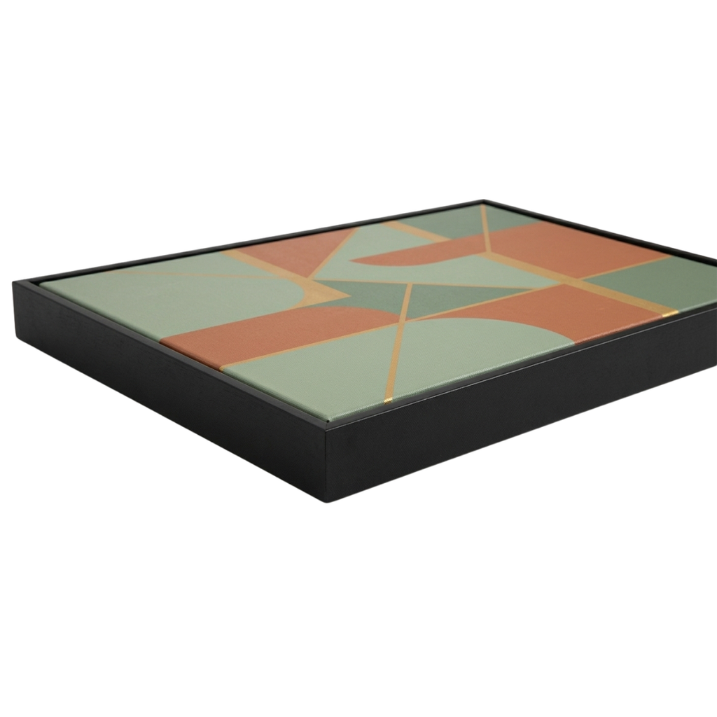 Zenva Modern Geometric Abstract Canvas Art Wall Decor with Matte Black Frame Sage Green Terracotta Gold