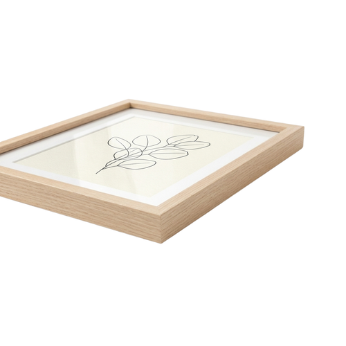 Zenva Minimalist Botanical Eucalyptus Line Art Set of 2 Framed Prints Natural Wood