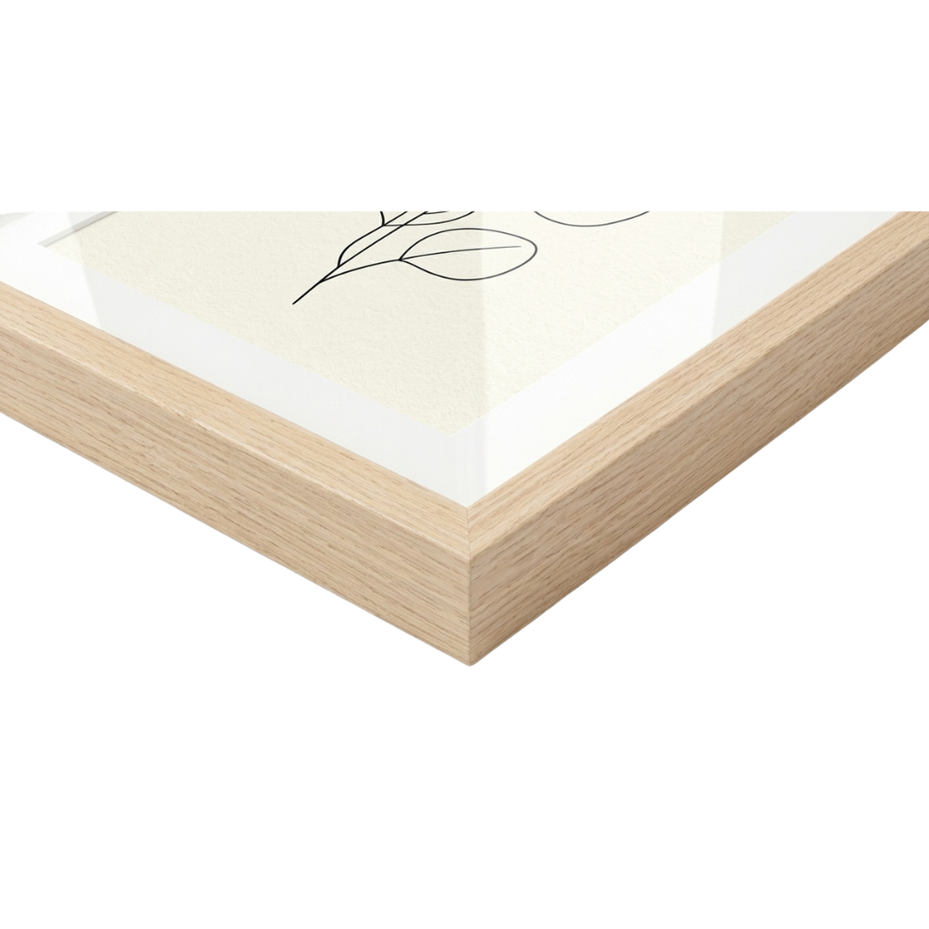 Zenva Minimalist Botanical Eucalyptus Line Art Set of 2 Framed Prints Natural Wood