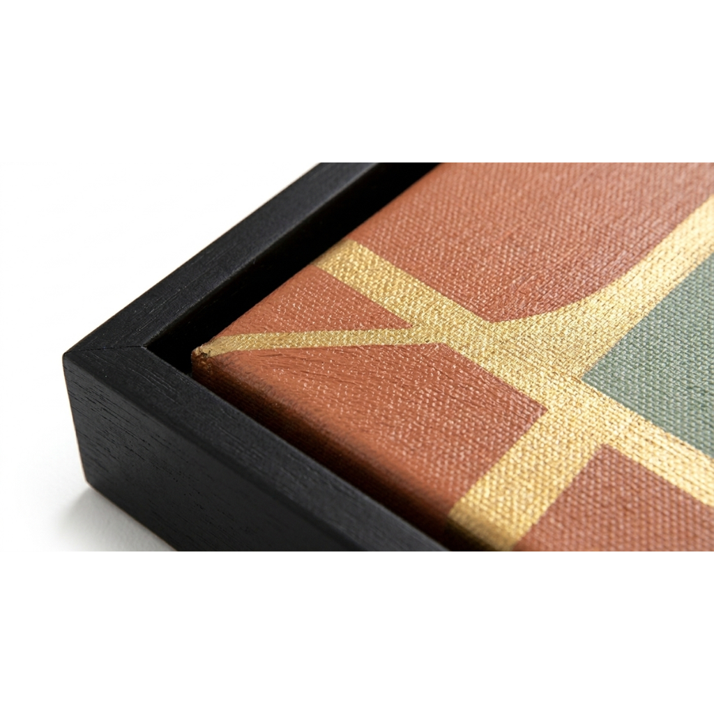 Zenva Modern Geometric Abstract Canvas Art Wall Decor with Matte Black Frame Sage Green Terracotta Gold