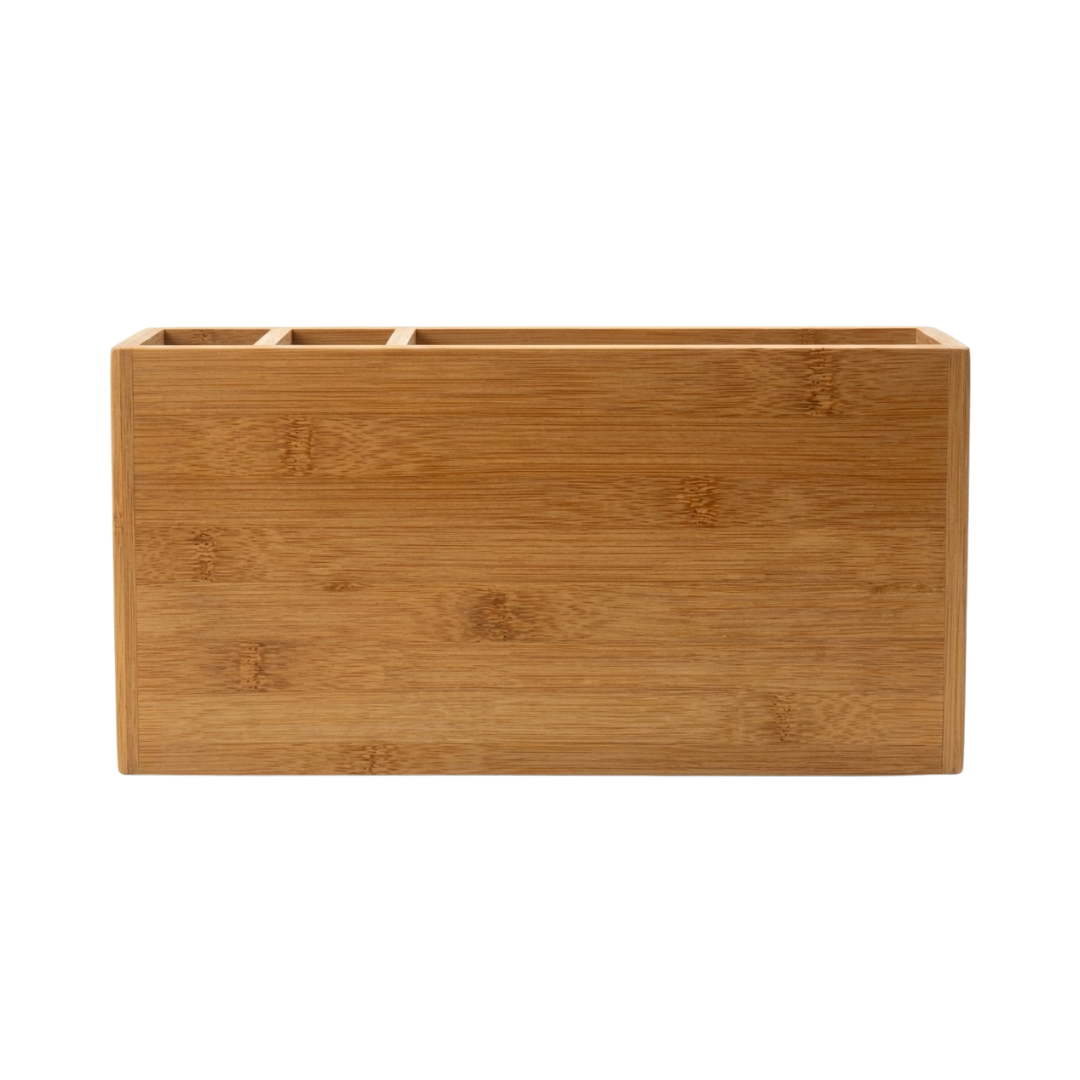 Zenva Bamboo Wooden Desk Organizer with Storage Drawer and Multiple Compartments Natural